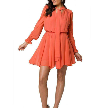 Chic Floral Chiffon Mini Dress with Frill Sleeves and Tie Waist - Très Elite