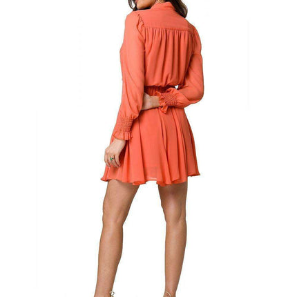 Chic Floral Chiffon Mini Dress with Frill Sleeves and Tie Waist - Très Elite