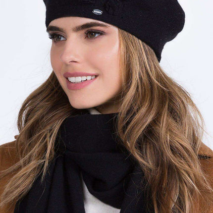 Chic Floral Embroidered Wool Beret – Elegant Wool Blend Hat - Très Elite
