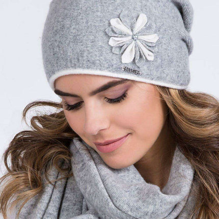 Chic Floral Knit Wool Beanie for Women