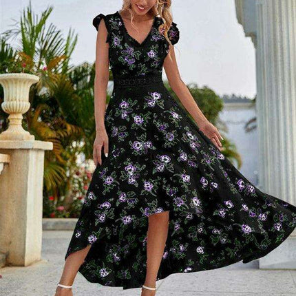 Chic Floral Lace A-Line Dress with Defined Waist - Women's Summer Sophistication - Très Elite