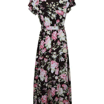 Chic Floral Midi Dress with European Flair for Summer - Women's Stylish Attire - Très Elite