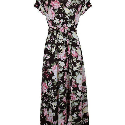 Chic Floral Midi Dress with European Flair for Summer - Women's Stylish Attire - Très Elite