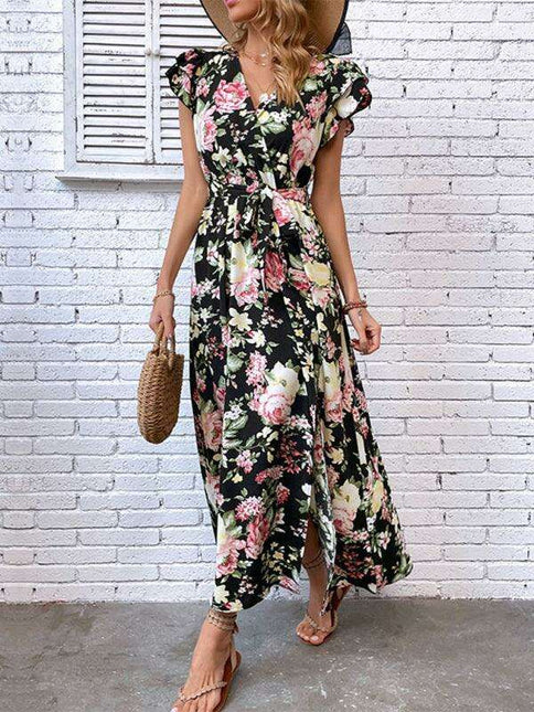 Chic Floral Midi Dress with European Flair for Summer - Women's Stylish Attire