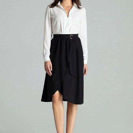 Chic Floral Pleated Midi Skirt with Elegant Gold Buckle Detail - Très Elite