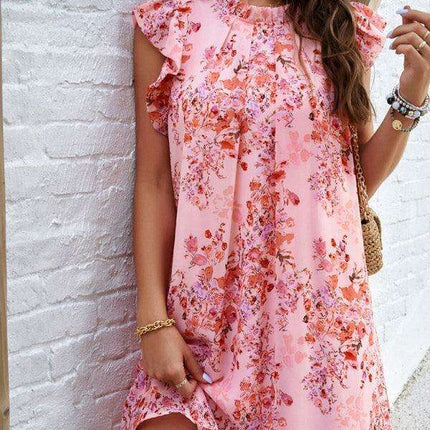 Chic Floral Print Sleeveless Dress - Women's Elegant Fashion - Très Elite
