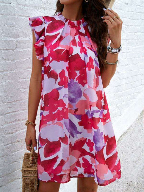 Chic Floral Print Sleeveless Dress - Women's Elegant Fashion