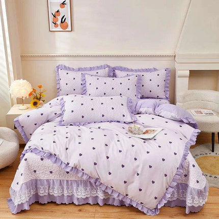 Chic Floral Ruffle Queen Bedding Set - Très Elite