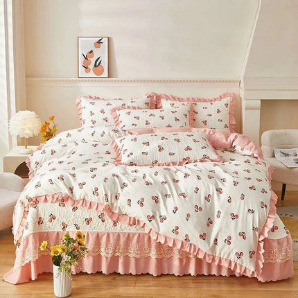 Chic Floral Ruffle Queen Bedding Set- Très Elite- Très Elite