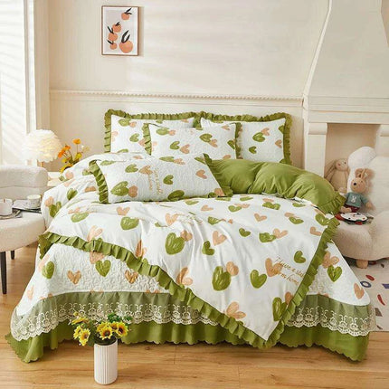 Chic Floral Ruffle Queen Bedding Set - Très Elite