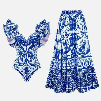 Chic Floral Swim Skirt - Stylish Summer Beachwear Ensemble - Très Elite