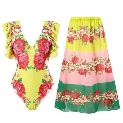 Chic Floral Swim Skirt - Stylish Summer Beachwear Ensemble - Très Elite