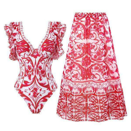Chic Floral Swim Skirt - Stylish Summer Beachwear Ensemble - Très Elite