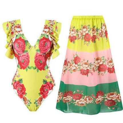 Chic Floral Swim Skirt - Stylish Summer Beachwear Ensemble - Très Elite