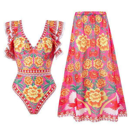 Chic Floral Swim Skirt - Stylish Summer Beachwear Ensemble - Très Elite