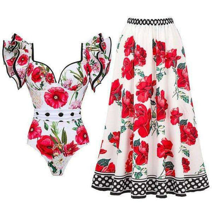 Chic Floral Swim Skirt - Stylish Summer Beachwear Ensemble - Très Elite