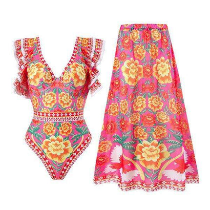 Chic Floral Swim Skirt - Stylish Summer Beachwear Ensemble - Très Elite