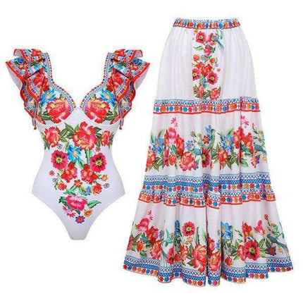 Chic Floral Swim Skirt - Stylish Summer Beachwear Ensemble - Très Elite