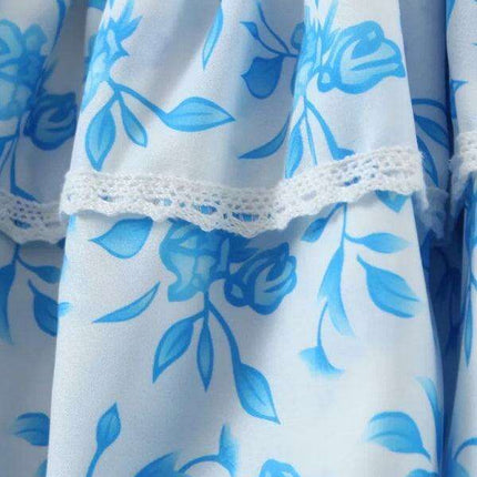 Chic Floral Tiered V-Neck Skirt with European Flair - Très Elite