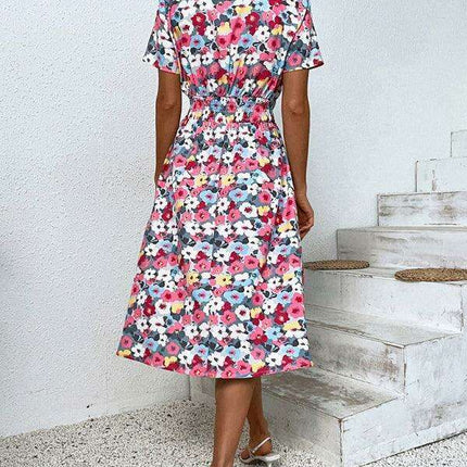 Chic Floral V-Neck Dress for Effortless Summer Style - Très Elite