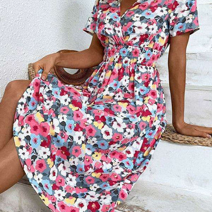 Chic Floral V-Neck Dress for Effortless Summer Style - Très Elite