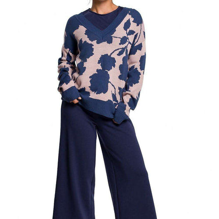 Chic Floral V-Neck Knit Sweater - Très Elite