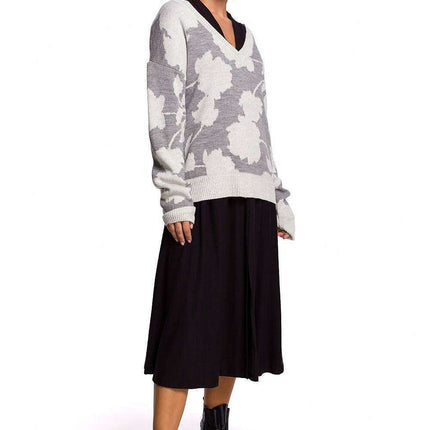 Chic Floral V-Neck Knit Sweater - Très Elite