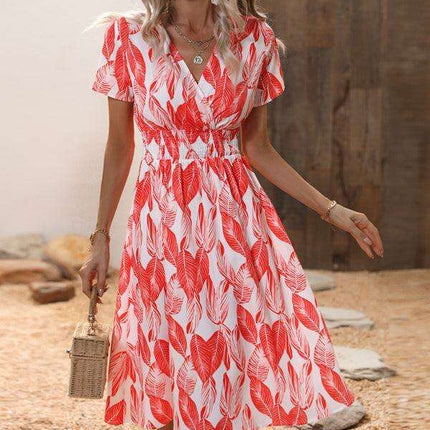 Chic Floral V-Neck Summer Dress for Effortless Style - Très Elite