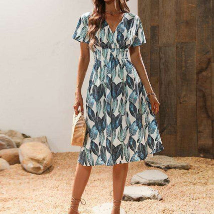 Chic Floral V-Neck Summer Dress for Effortless Style - Très Elite