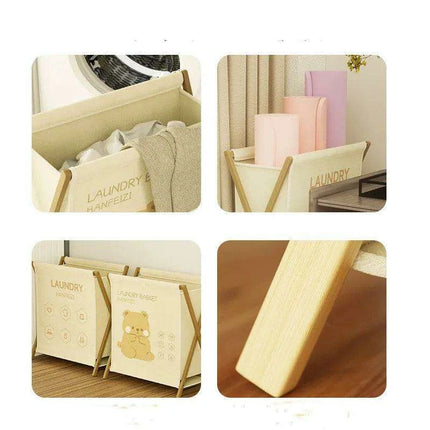 Chic Foldable Laundry Hamper with Lid - Elegant Cotton Linen Organizer for Stylish Home Storage..