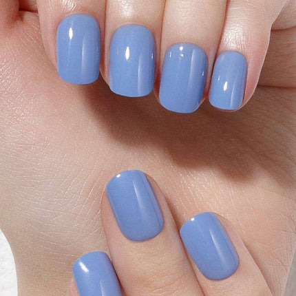Chic French Blue Gel Nail Set: Transform Your Manicure Experience at Home - Très Elite