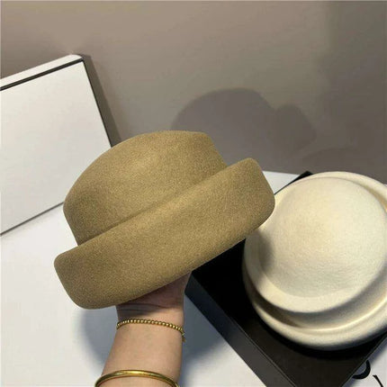 Chic French-Inspired Vintage Wool Fedora Hat for Women - Stylish Designer Bucket Hat - Très Elite