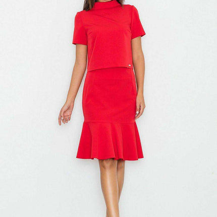 Chic Frill-Trimmed Straight Skirt - Elegant and Versatile