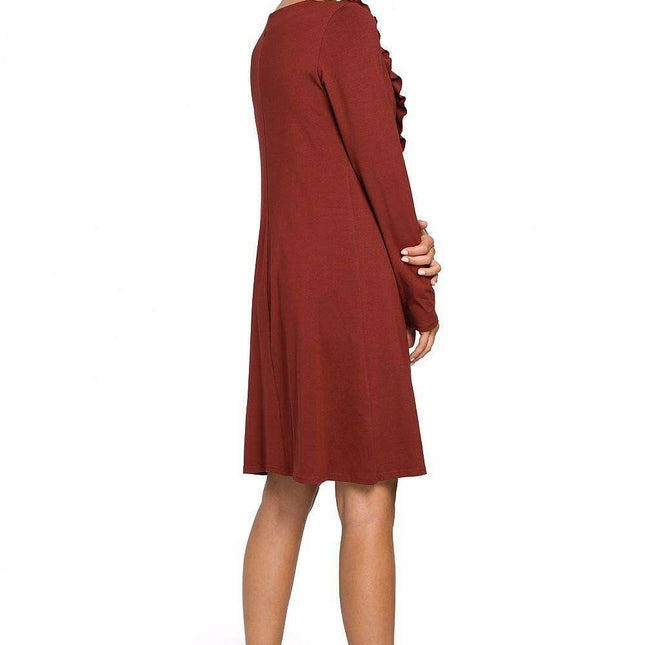 Chic Frilled Comfort Shirt Dress