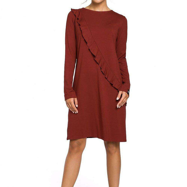 Chic Frilled Comfort Shirt Dress