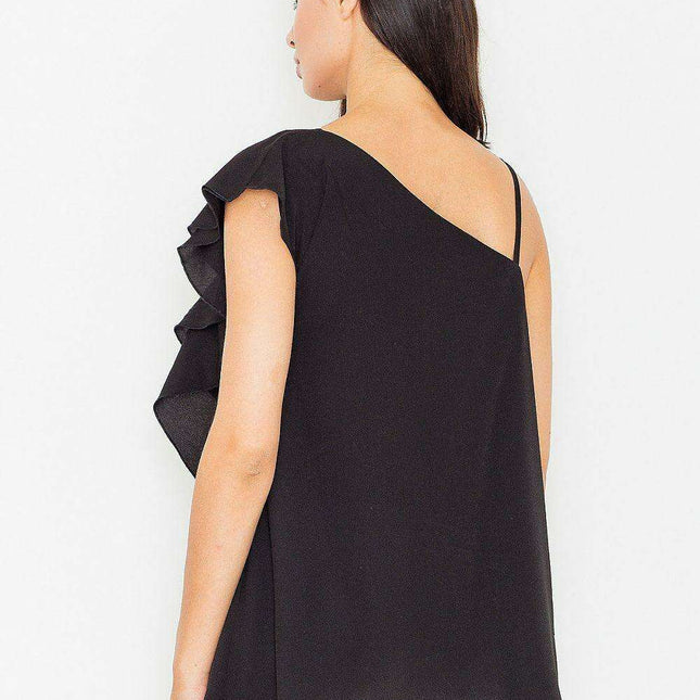 Chic Frilled Crop Blouse with Stylish Detailing - Model 60713