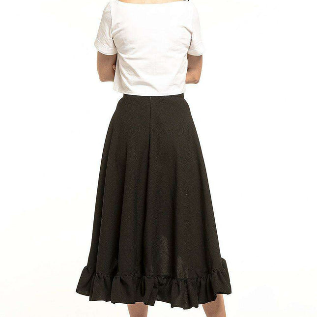 Chic Frilled High-Low Midi Skirt