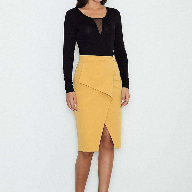 Chic Front Flap Cotton A-Line Skirt