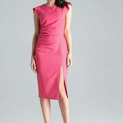 Chic Front Slit Evening Dress with Decorative Frills - Très Elite