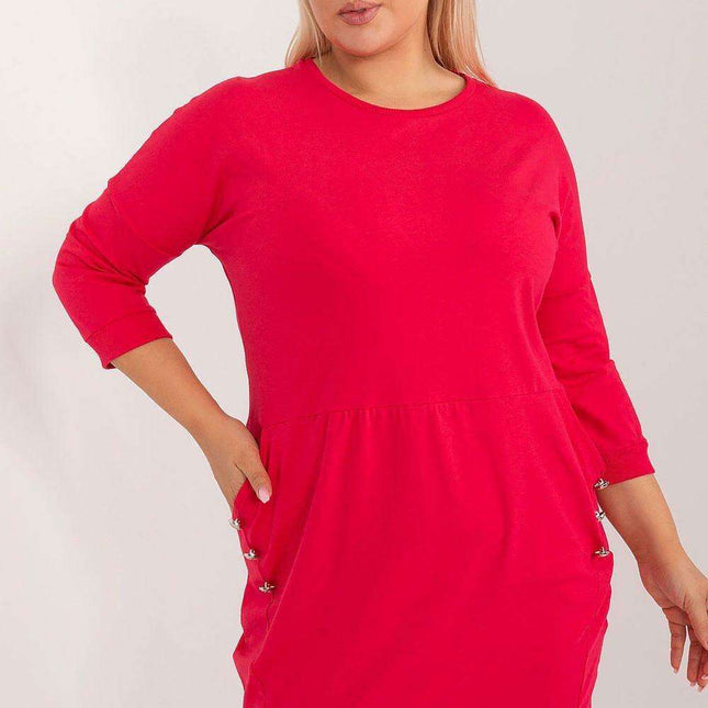 Chic Functional Plus Size Cotton Dress for Everyday Wear - Très Elite