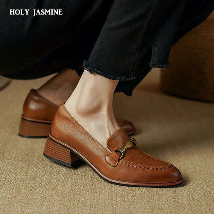 Chic Genuine Leather High Heel Pumps for Women - Elegant Office and Formal Shoes - Très Elite