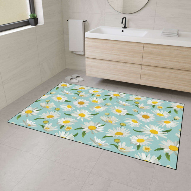 Chic Geometric Chamomile Area Rug with Elegant Black Edging and Anti-Slip Base