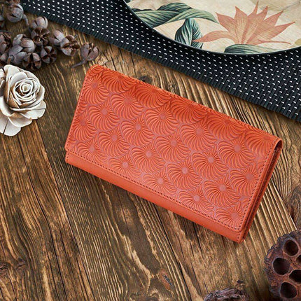 Chic Geometric Pattern RFID-Safe Leather Wallet for Women