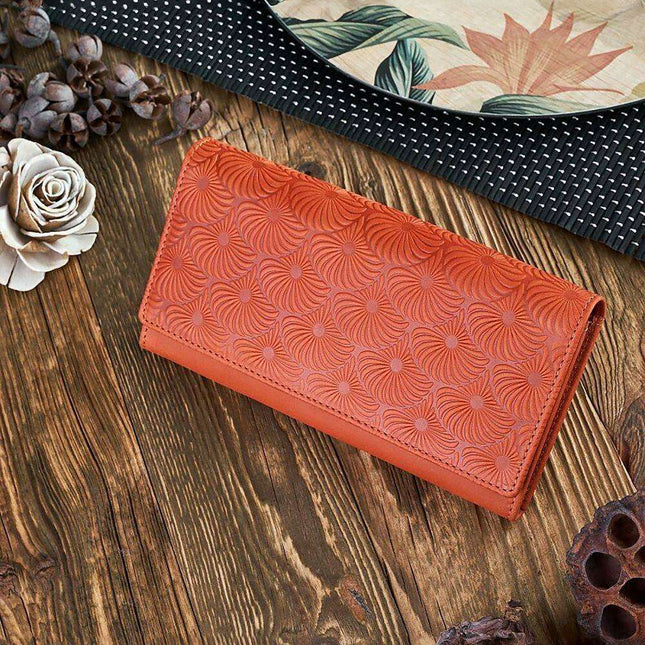 Chic Geometric Pattern RFID-Safe Leather Wallet for Women