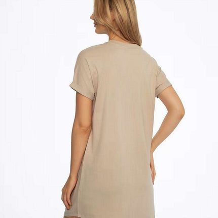 Chic Gold Leaf Cotton Sleepwear Set in Beige - Très Elite