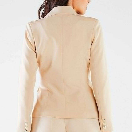 Chic Golden Button Double-Breasted Blazer - Très Elite
