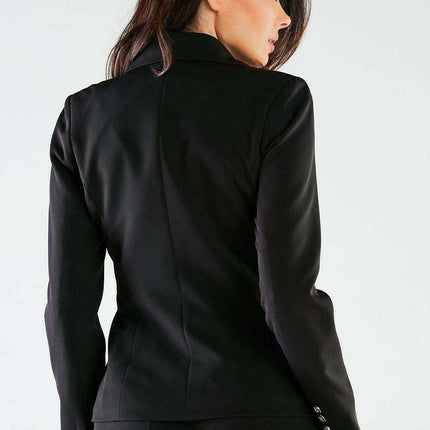 Chic Golden Button Double-Breasted Blazer - Très Elite