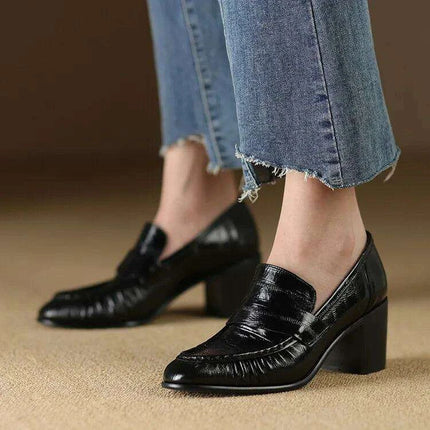 Chic Golden High Heel Chunky Loafers - Stylish Pumps for Women - Très Elite