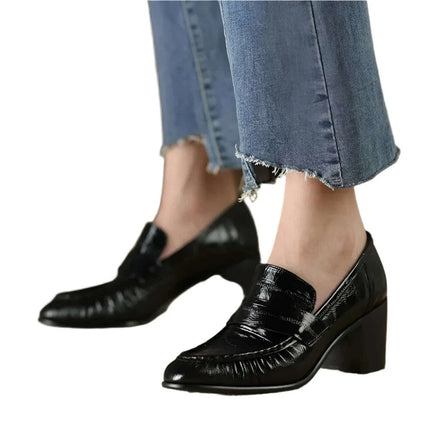 Chic Golden High Heel Chunky Loafers - Stylish Pumps for Women - Très Elite