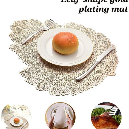 Chic Golden Leaf Dining Mat: Elegant Heat-Resistant Table Protector & Stylish Accent - Très Elite